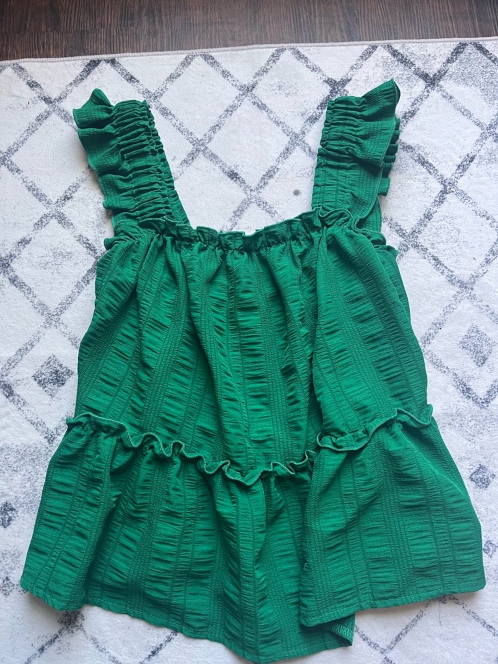 SHEIN Green Ruffled Tank Top